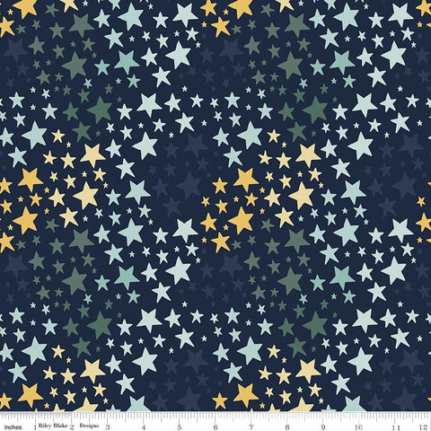 32" End of Bolt Piece - It's a Boy Stars C13254 Navy by Riley Blake Designs - Star - Quilting Cotton Fabric