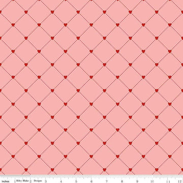 Image of the Take Heart Heart Cross Pink quilting cotton fabric by J. Wecker Frisch for Riley Blake Designs. Features a grid with hearts on a pink background.
Cute Little Fabric Shop