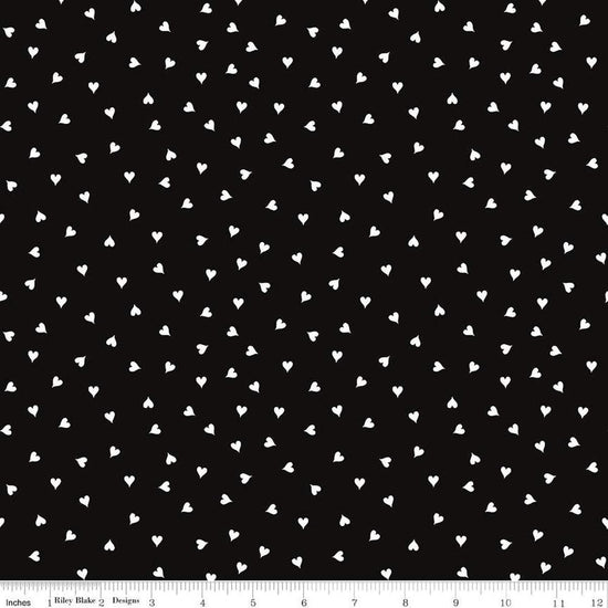 Image of the Take Heart Small Hearts Black quilting cotton fabric by J. Wecker Frisch for Riley Blake Designs. Features scattered small hearts on a black background.
Cute Little Fabric Shop