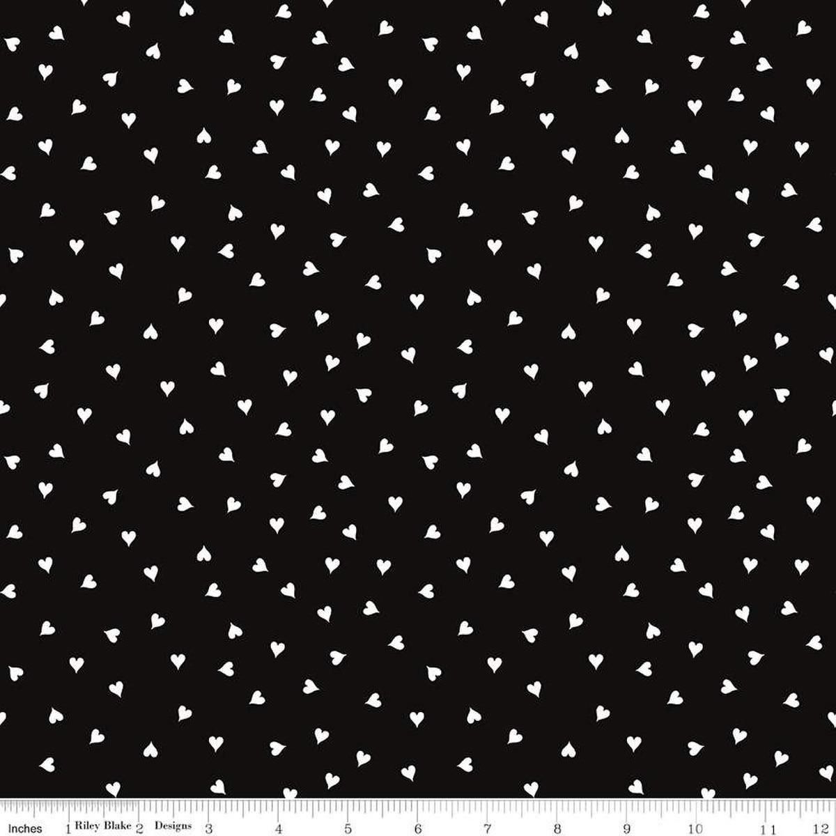 Image of the Take Heart Small Hearts Black quilting cotton fabric by J. Wecker Frisch for Riley Blake Designs. Features scattered small hearts on a black background.
Cute Little Fabric Shop