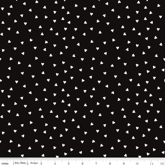 Image of the Take Heart Small Hearts Black quilting cotton fabric by J. Wecker Frisch for Riley Blake Designs. Features scattered small hearts on a black background.
Cute Little Fabric Shop