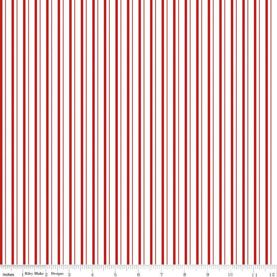 Image of the Take Heart Stripe Red quilting cotton fabric by J. Wecker Frisch for Riley Blake Designs. Features red stripes on a white backgound.
Cute Little Fabric Shop