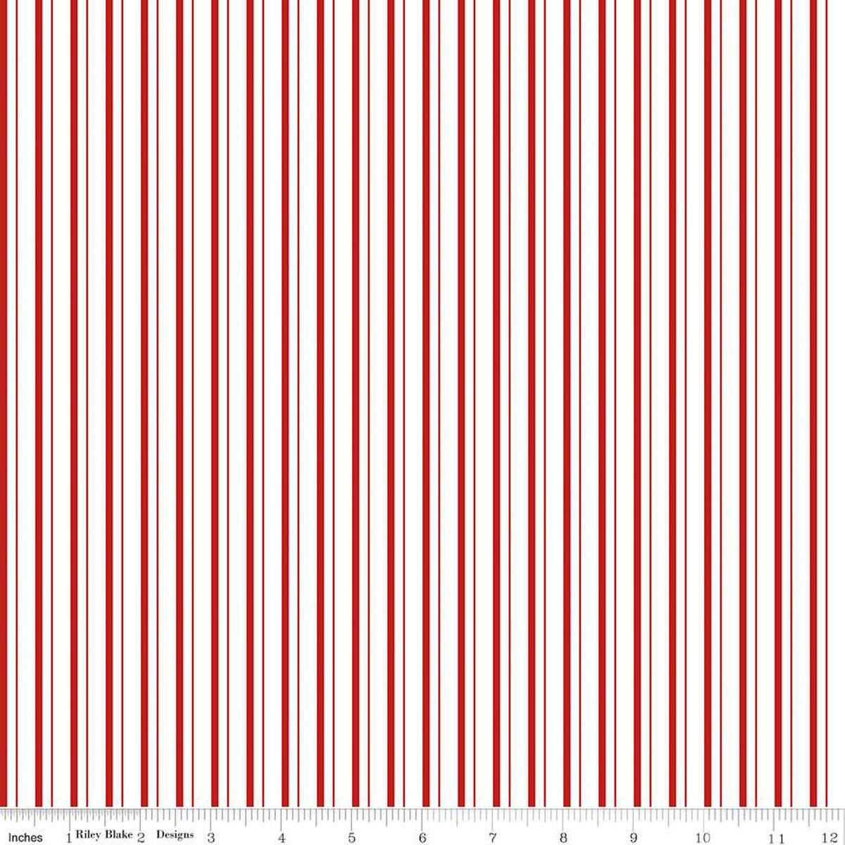 Image of the Take Heart Stripe Red quilting cotton fabric by J. Wecker Frisch for Riley Blake Designs. Features red stripes on a white backgound.
Cute Little Fabric Shop