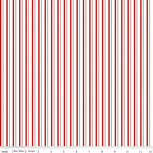 Image of the Take Heart Stripe Red quilting cotton fabric by J. Wecker Frisch for Riley Blake Designs. Features red stripes on a white backgound.
Cute Little Fabric Shop