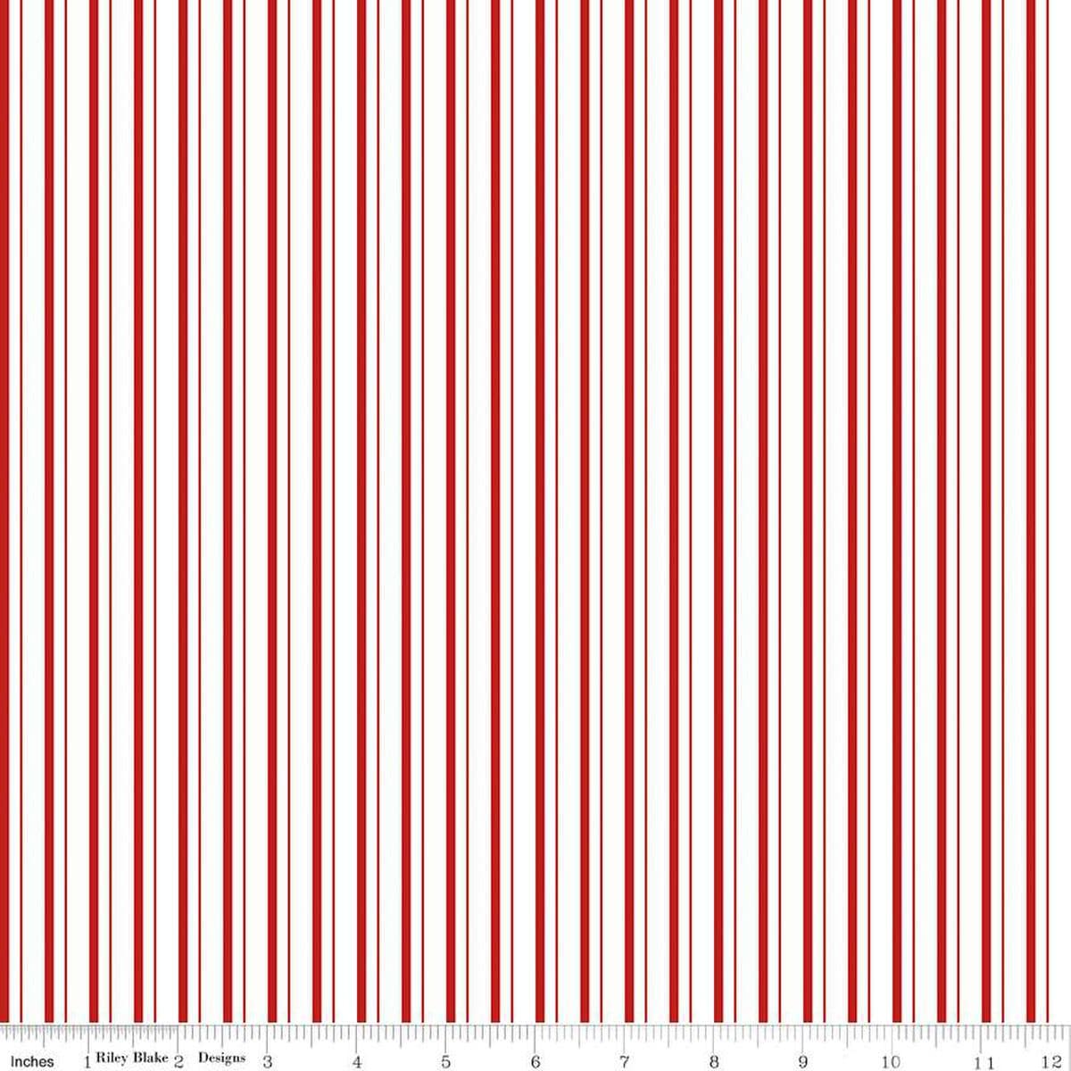 Image of the Take Heart Stripe Red quilting cotton fabric by J. Wecker Frisch for Riley Blake Designs. Features red stripes on a white backgound.
Cute Little Fabric Shop