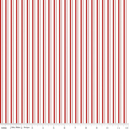 Image of the Take Heart Stripe Red quilting cotton fabric by J. Wecker Frisch for Riley Blake Designs. Features red stripes on a white backgound.
Cute Little Fabric Shop