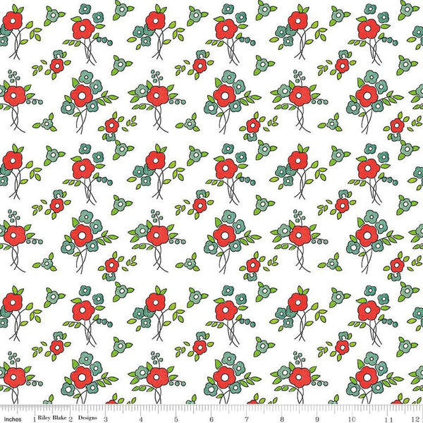 Image of the Take Heart Floral White quilting cotton fabric by J. Wecker Frisch for Riley Blake Designs. Features small blossoms on a white background.
Cute Little Fabric Shop