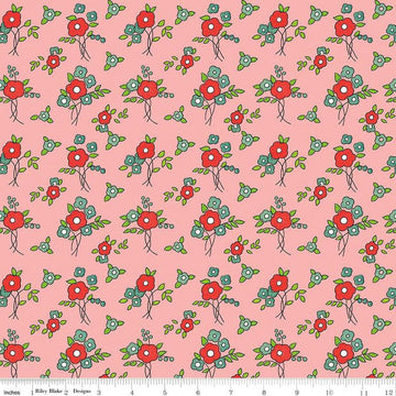 Image of the Take Heart Floral Pink quilting cotton fabric by J. Wecker Frisch for Riley Blake Designs. Features small blossoms on a pink background.
Cute Little Fabric Shop