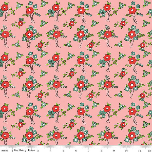 Image of the Take Heart Floral Pink quilting cotton fabric by J. Wecker Frisch for Riley Blake Designs. Features small blossoms on a pink background.
Cute Little Fabric Shop