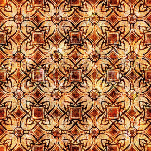 SALE Wizards and Warriors Geo Medallion 30242 Brown A - by QT Fabrics - Geometric - Quilting Cotton Fabric