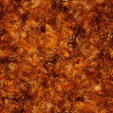 11" End of Bolt Piece - Eye of the Tiger Eyes 30478 Rust T - QT Fabrics - Leaves Tigers - Quilting Cotton Fabric