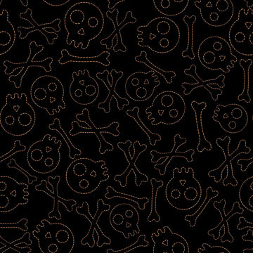 SALE Creepin' It Real Sitched Skulls 30391 Black J - QT Fabrics - Halloween - Quilting Cotton Fabric
