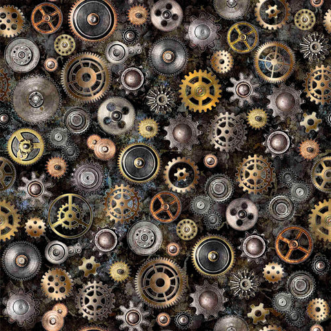 SALE Steampunk Adventures 29565 Gears J - by QT Fabrics - Victorian Motifs - Quilting Cotton Fabric