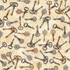 SALE Steampunk Adventures 29566 Key Toss E - QT Fabrics - Victorian Motifs Keys - Quilting Cotton Fabric