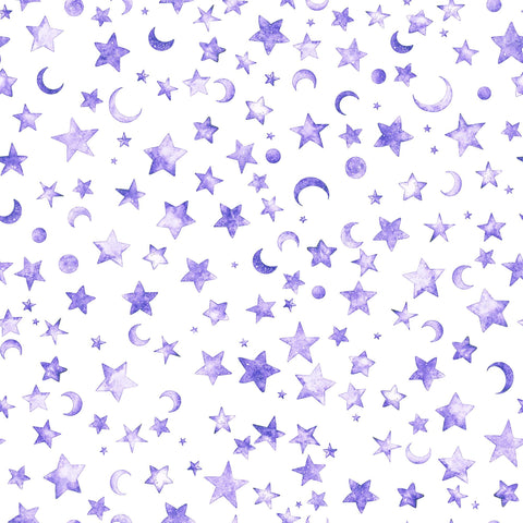 Lil' Wizards Moon & Stars 30555 Purple - by QT Fabrics - Sky Celestial - Quilting Cotton Fabric