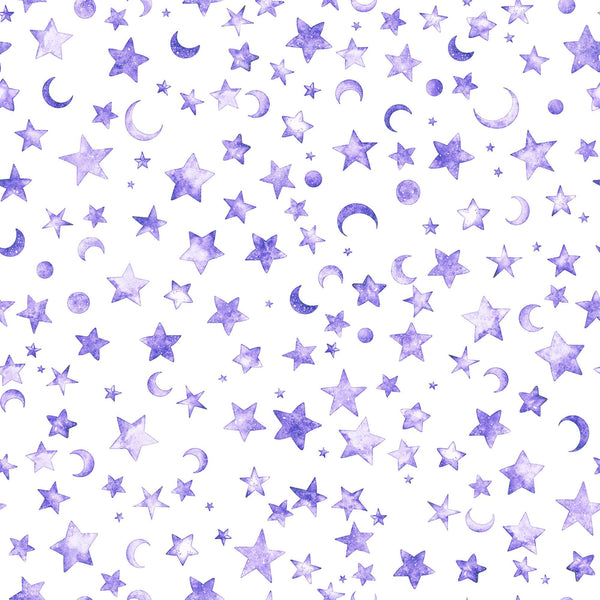 SALE MINKY Lil' Wizards Moon & Stars 60" Wide 30555 Purple - QT Fabrics - Crescent Moons - 100% Polyester