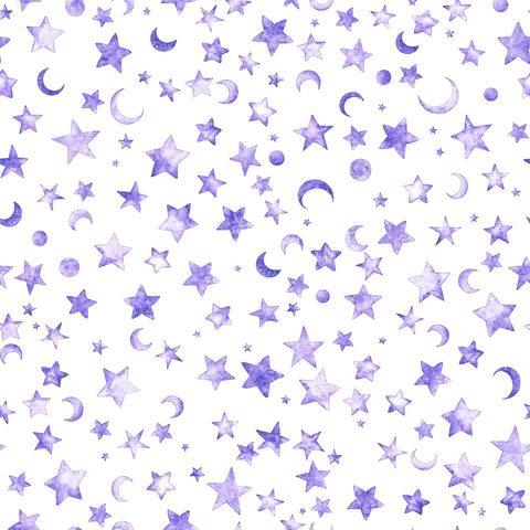 SALE MINKY Lil' Wizards Moon & Stars 60" Wide 30555 Purple - QT Fabrics - Crescent Moons - 100% Polyester