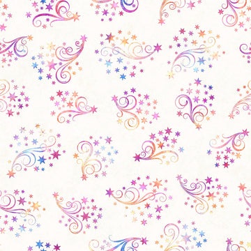 DEAL MINKY Lil' Wizards Star & Scroll 60" Wide 30554 Cream - QT Fabrics - Stars Swirls - 100% Polyester