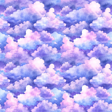 Fat Quarter End of Bolt - Lil' Wizards Clouds 30553 Lavender - QT Fabrics - Sky Sunset - Quilting Cotton Fabric