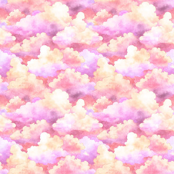 SALE MINKY Lil' Wizards Clouds 60" Wide 30553 Pink - QT Fabrics - Watercolor Clouds Sky - 100% Polyester