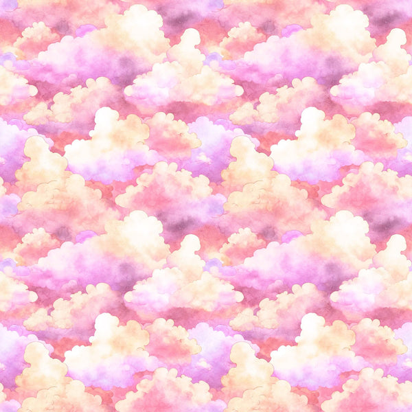 Lil' Wizards Clouds 30553 Pink - by QT Fabrics - Sky Sunset - Quilting Cotton Fabric