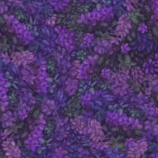 Mystical Unicorn Floral Texture 30614 Purple V - QT Fabrics - Blossoms Flowers - Quilting Cotton Fabric