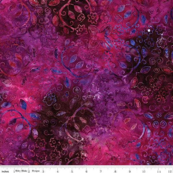 Image of the Expressions Batiks Chalk & Charcoal Mulberry Jam cotton fabric by Riley Blake Designs. Features blue and pink leaves on a pink background.
Cute Little Fabric Shop