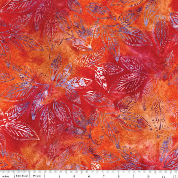 Image of the Expressions Batiks Chalk & Charcoal Coral Fiesta cotton fabric by Riley Blake Designs. Features orange and white leaves on an orange background.
Cute Little Fabric Shop