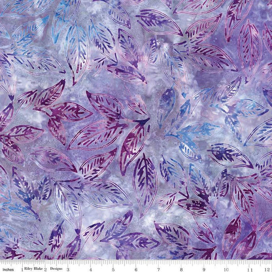Image of the Expressions Batiks Chalk & Charcoal Lilac Lustre cotton fabric by Riley Blake Designs. Features purple and blue leaves on an purple background.
Cute Little Fabric Shop