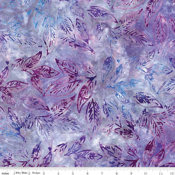 Image of the Expressions Batiks Chalk & Charcoal Lilac Lustre cotton fabric by Riley Blake Designs. Features purple and blue leaves on an purple background.
Cute Little Fabric Shop