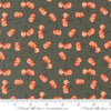 Image of the Farmstead Cherries Charcoal quilting cotton fabric by Stacy Iest Hsu for Moda Fabrics. Features small cherries on a grey brown background. 
Cute Little Fabric Shop