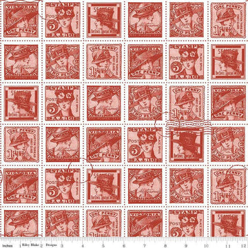 SALE Sew Journal Fashion Post C13895 Red - Riley Blake Designs - Vintage Stamps Women - J. Wecker Frisch - Quilting Cotton Fabric