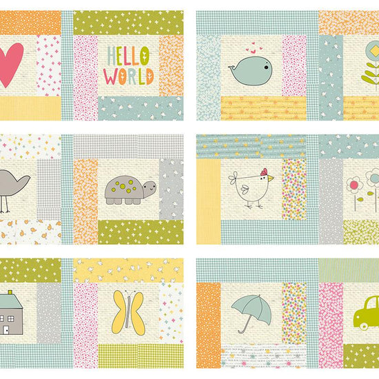 Image of the Hello World Kid's Book quilt pattern by Sweetwater for Moda Fabrics. Features a quilt project with baby shower pictures on it.
Cute Little Fabric Shop