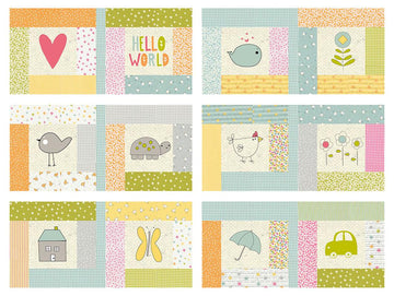 Image of the Hello World Kid's Book quilt pattern by Sweetwater for Moda Fabrics. Features a quilt project with baby shower pictures on it.
Cute Little Fabric Shop