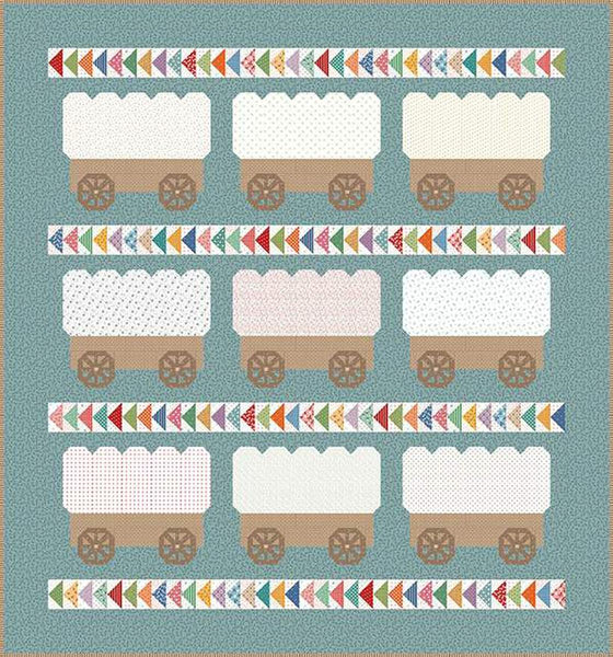 Image of the It&#39;s Sew Emma Prairie Home Book by Lori Holt for Riley Blake Designs. Features a blue quilt with wagons.
Cute Little Fabric Shop