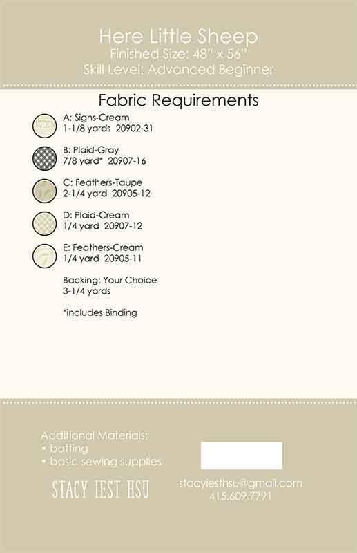 Image of the Here Little Sheep quilt pattern by Stay Iest Hsu for Moda Fabrics. Features the fabric requirements for the quilt.
Cute Little Fabric Shop