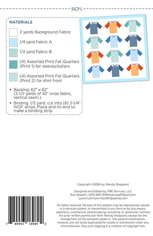 Image of the 100% quilt pattern by Wendy Sheppard for Moda Fabrics. Features the fabric requirements on the back of the pattern.
Cute Little Fabric Shop