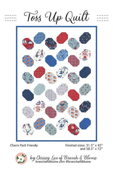 Image of the 
Toss Up quilt pattern by Chrissy Lux for Moda Fabrics. Features geometric shapes scattered on a white background.
Cute Little Fabric Shop