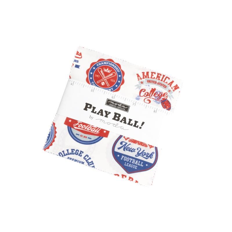 Image of the Play Ball 5 inch stacker by Sweetwater for Moda Fabrics. Features a 5 inch stacker precut with baseball themed fabrics.
Cute Little Fabric Shop