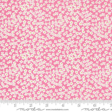 Image of the Shine Bloom Lollipop quilting cotton fabric by Sweetwater for Moda Fabrics. Features small flowers on a bright pink background. 
Cute Little Fabric Shop