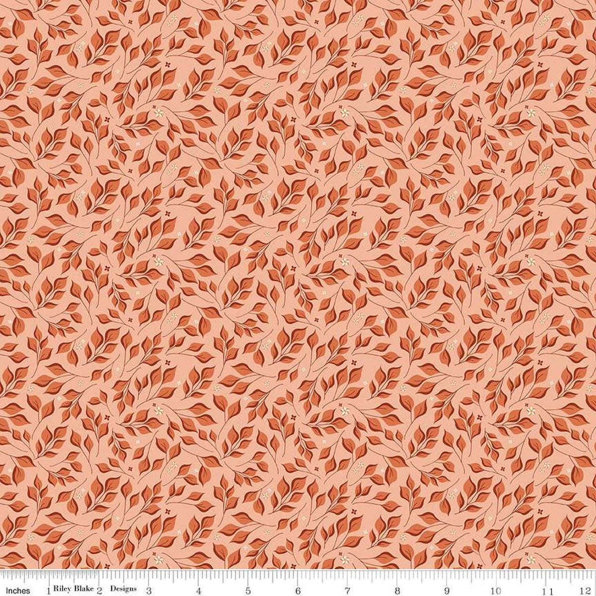 Image of the Curated Blooms Leaves Blush quilting cotton fabric by Judi Madsen for Riley Blake Designs. Features tone on tone leaves and blossoms on a coral background.
Cute Little Fabric Shop