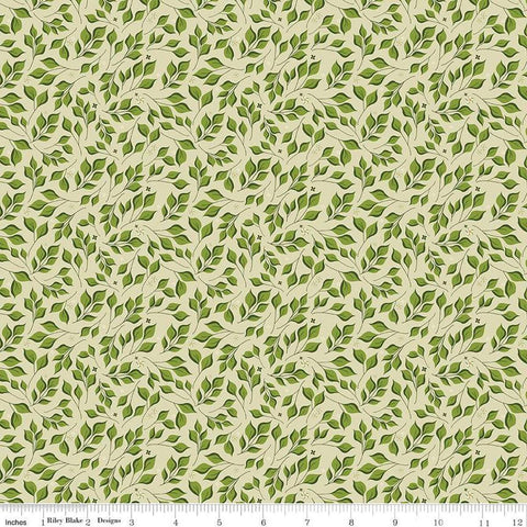 Image of the Curated Blooms Leaves Light Olive quilting cotton fabric by Judi Madsen for Riley Blake Designs. Features tone on tone leaves and blossoms on a light green background.
Cute Little Fabric Shop