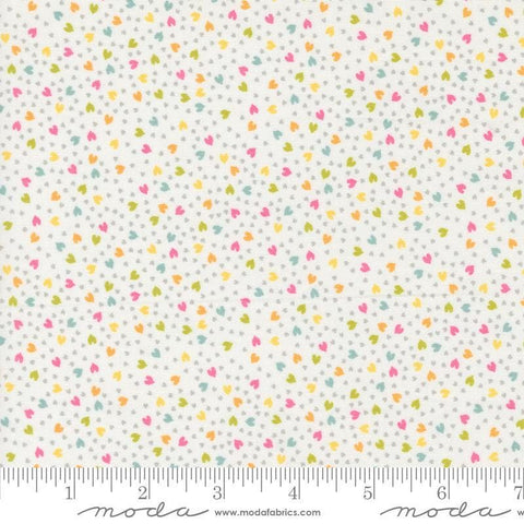 Image of the Shine Love Cloud quilting cotton fabric by Sweetwater for Moda Fabrics. Features small hearts on a cream white background. 
Cute Little Fabric Shop