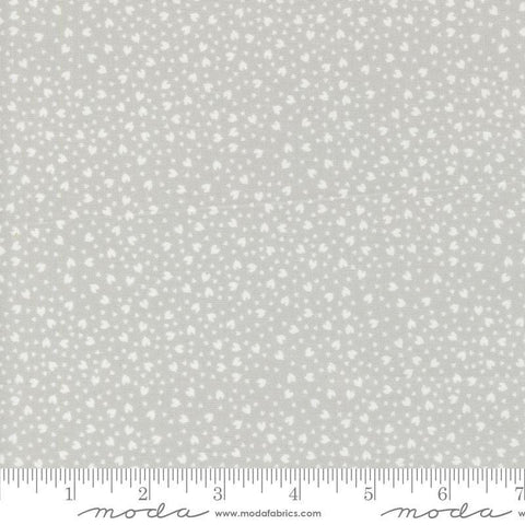 Image of the Shine Love Stormy quilting cotton fabric by Sweetwater for Moda Fabrics. Features small hearts on a light gray background. 
Cute Little Fabric Shop