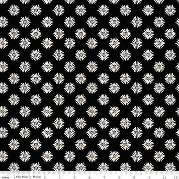 SALE Flora No. 6 Daisies C14461 Black - Riley Blake Designs - Floral Flowers - Quilting Cotton Fabric