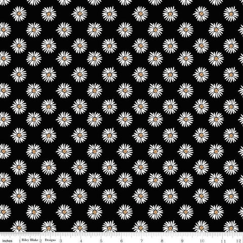 Flora No. 6 Daisies C14461 Black by Riley Blake Designs - Floral Flowers - Quilting Cotton Fabric