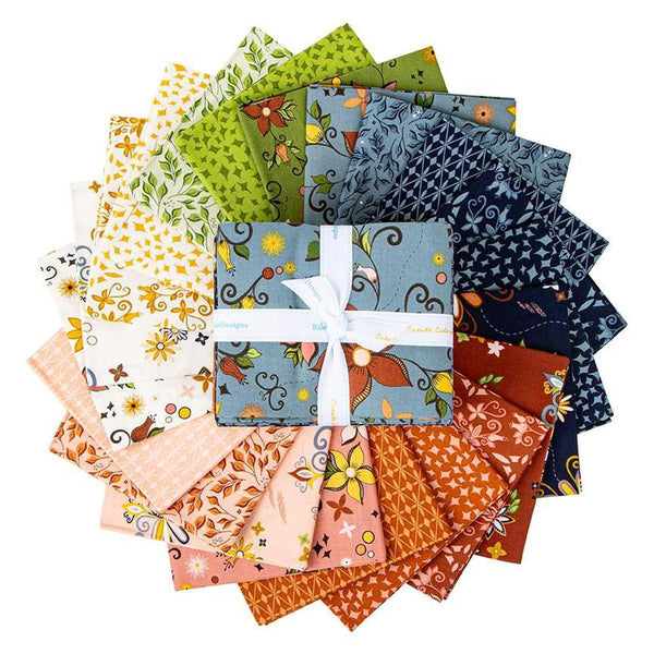 Image of the Curated Blooms fat quarter bundle with quilting cotton fabric by Judi Madsen for Riley Blake Designs. Features floral fabrics. 
Cute Little Fabric Shop