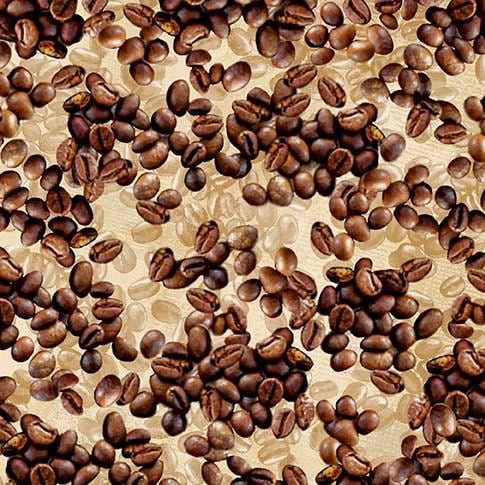 Image of the Espresso Yourself Spill the Beans quilting cotton fabric by Michael Miller. Features espresso beans on a cream background. 
Cute Little Fabric Shop