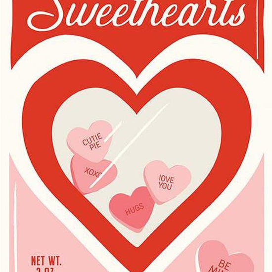 Image of the Sweetheart Sweethearts Panel quilting cotton fabric by My Mind's Eye for Riley Blake Designs. Features hearts and conversation hearts. 
Cute Little Fabric Shop