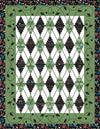 Image of the Argyle Avenue Quilt Pattern by Jillily Studio for Riley Blake Designs. Features an argyle leaf pattern on a white background with a black and green border. 
Cute Little Fabric Shop